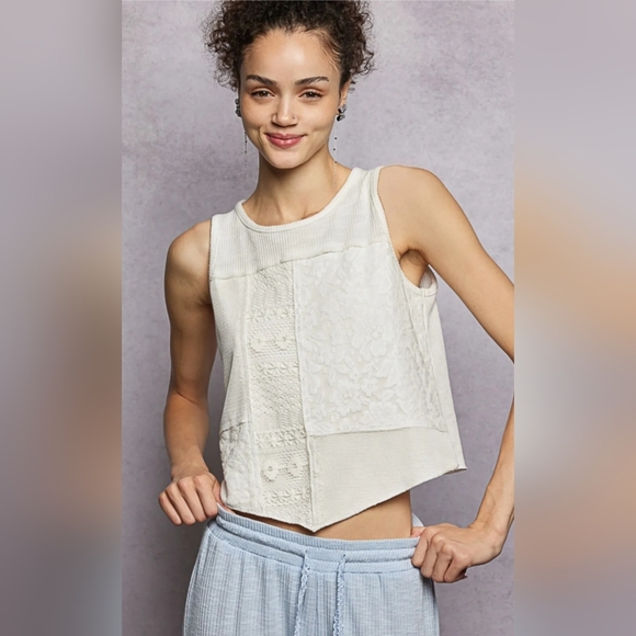 #1132 POL Ghost Flower Patchwork Top - Picture 8 of 14